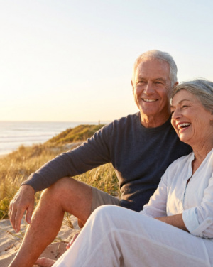 Couple Smiling By The Beach